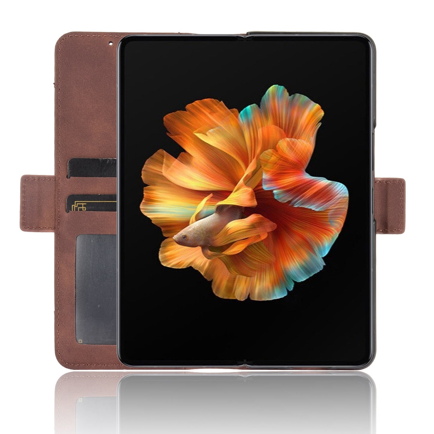 For Xiaomi Mi Mix Fold Skin Feel Calf Pattern Horizontal Flip Leather Case with Holder & Card Slots & Photo Frame(Brown)