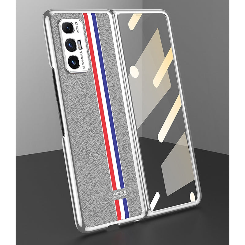 For Xiaomi Mi Mix Fold GKK Foldable Plating Leather + Glass Full Coverage Case(Cross Pattern Black)