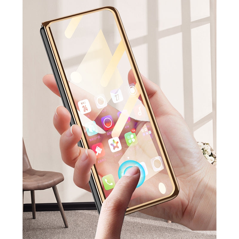 For Xiaomi Mi Mix Fold GKK Foldable Plating Leather + Glass Full Coverage Case(Cross Pattern Black)