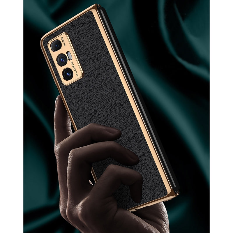 For Xiaomi Mi Mix Fold GKK Foldable Plating Leather + Glass Full Coverage Case(Cross Pattern Black)