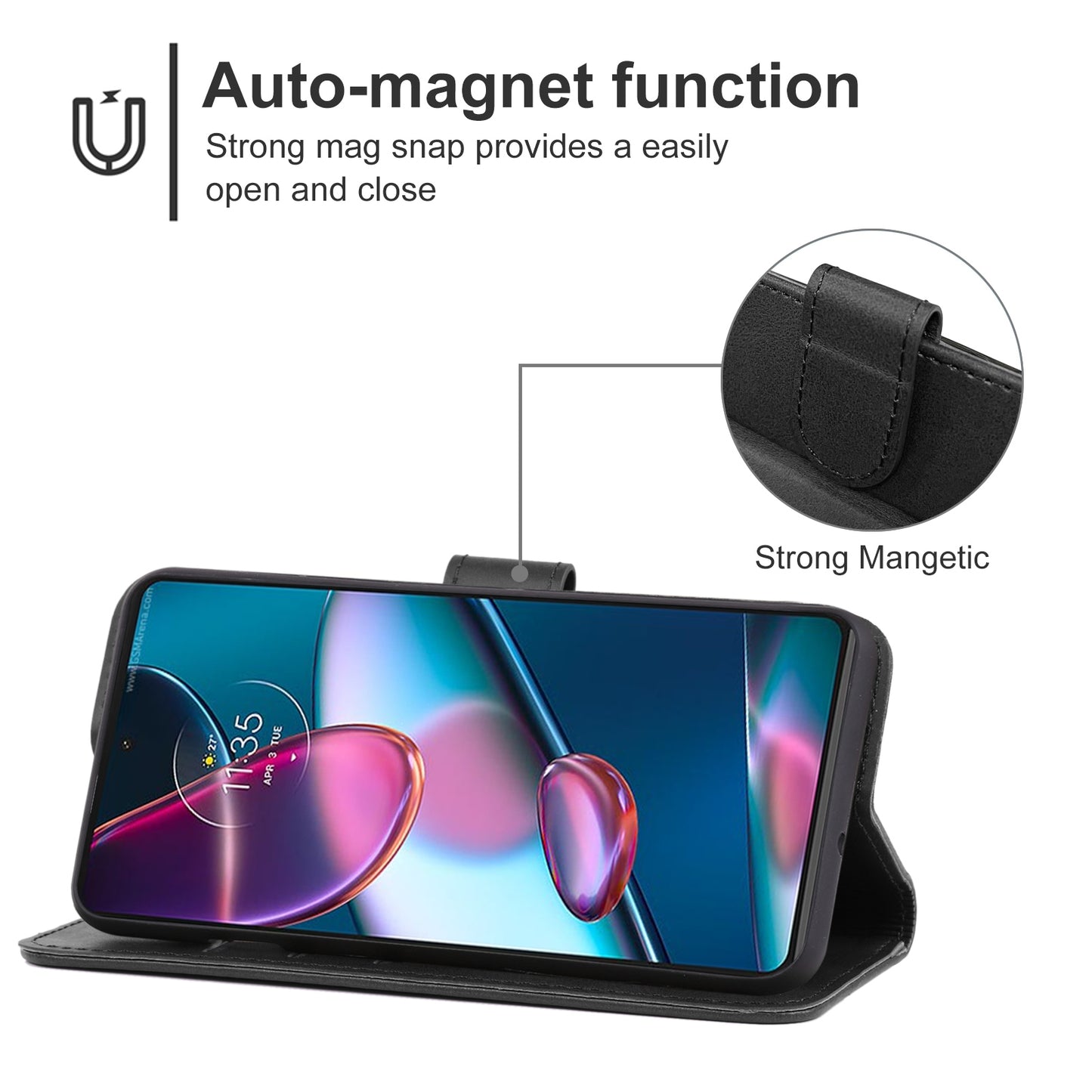 For Motorola Edge+ 2022 / Edge 30 Pro Leather Phone Case(Black)