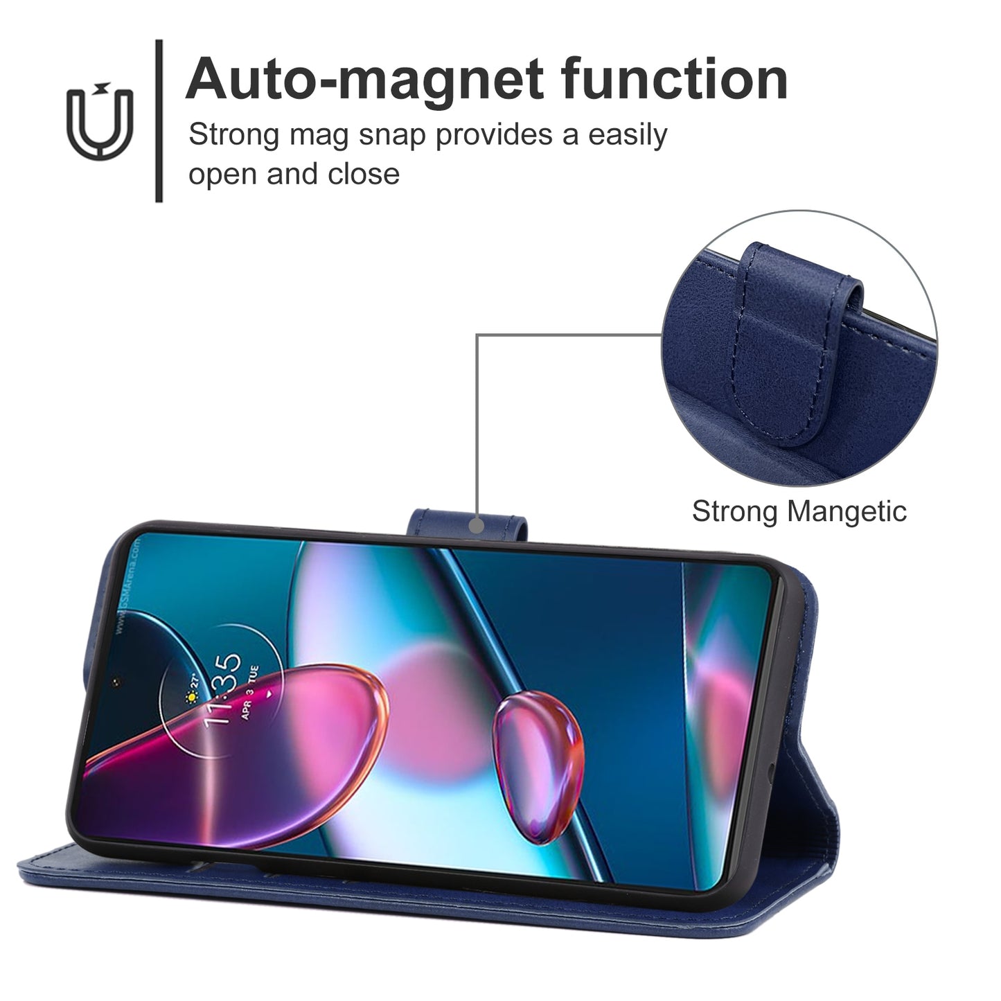 For Motorola Edge+ 2022 / Edge 30 Pro Leather Phone Case(Blue)