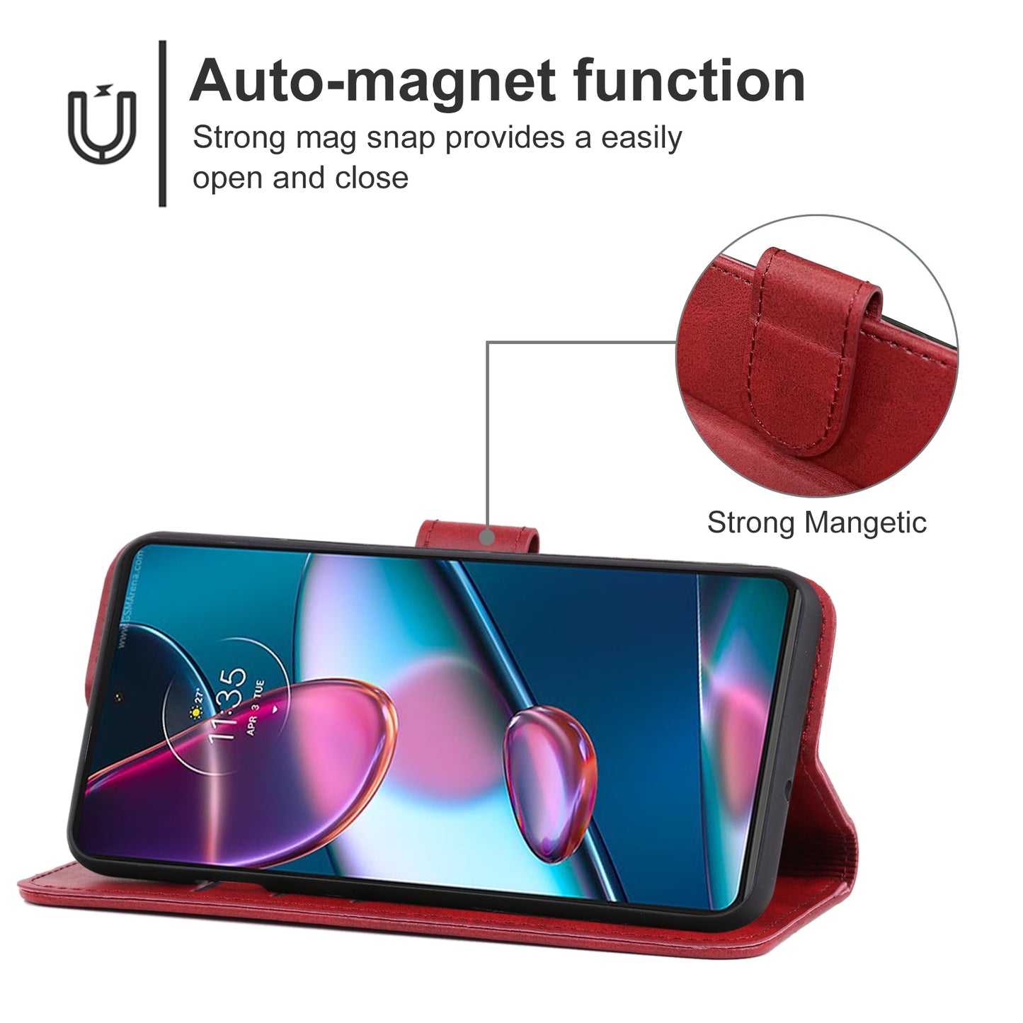 For Motorola Edge+ 2022 / Edge 30 Pro Leather Phone Case(Red)