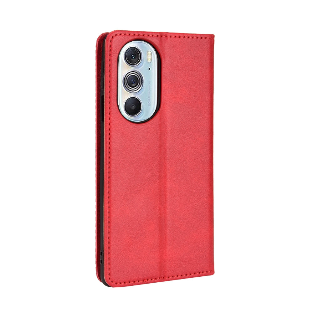 For Motorola Moto Edge 30 Pro/Edge+ 2022/Edge X30 Magnetic Buckle Retro Crazy Horse Leather Phone Case(Red)
