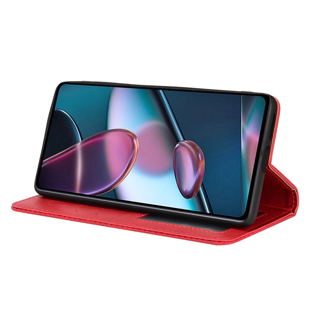 For Motorola Moto Edge 30 Pro/Edge+ 2022/Edge X30 Magnetic Buckle Retro Crazy Horse Leather Phone Case(Red)