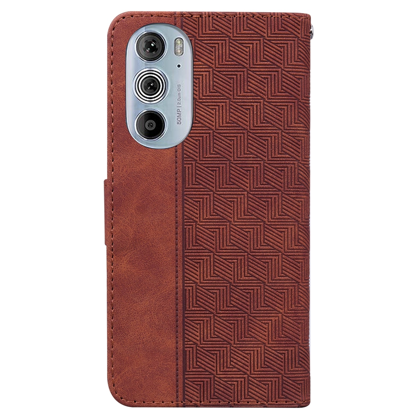 For Motorola Edge+ 2022 / Edge 30 Pro Geometric Embossed Leather Phone Case(Brown)