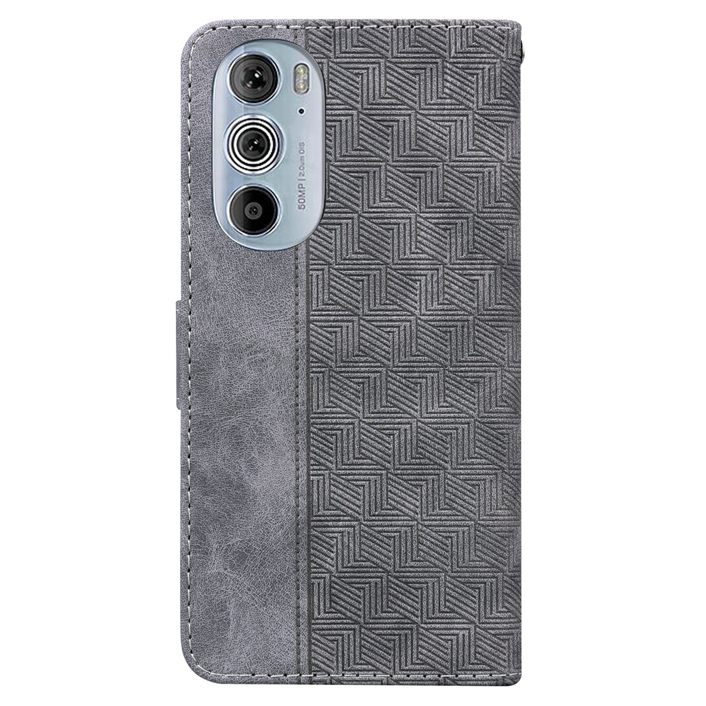 For Motorola Edge+ 2022 / Edge 30 Pro Geometric Embossed Leather Phone Case(Grey)
