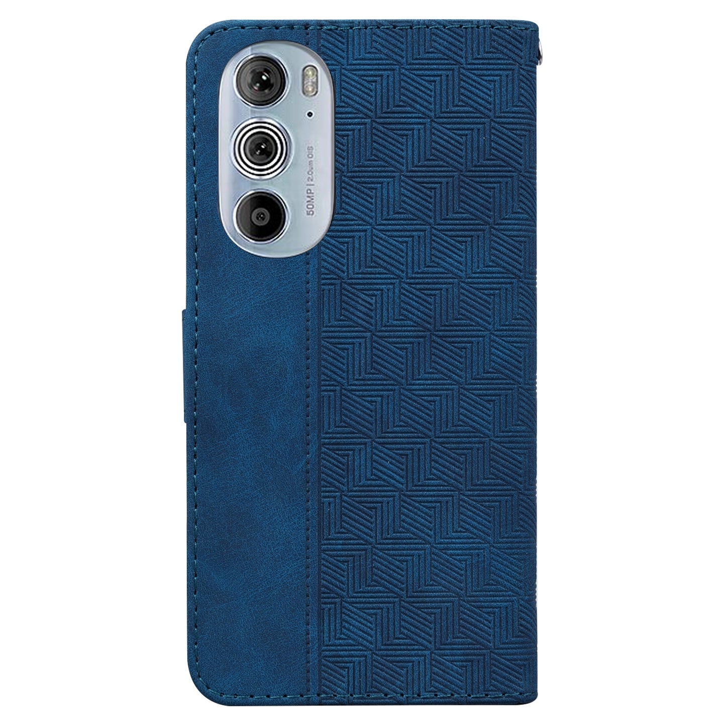 For Motorola Edge+ 2022 / Edge 30 Pro Geometric Embossed Leather Phone Case(Blue)