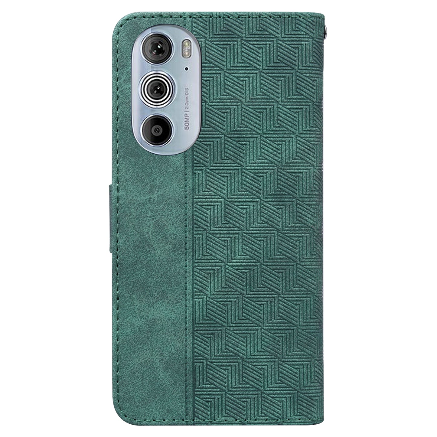 For Motorola Edge+ 2022 / Edge 30 Pro Geometric Embossed Leather Phone Case(Green)