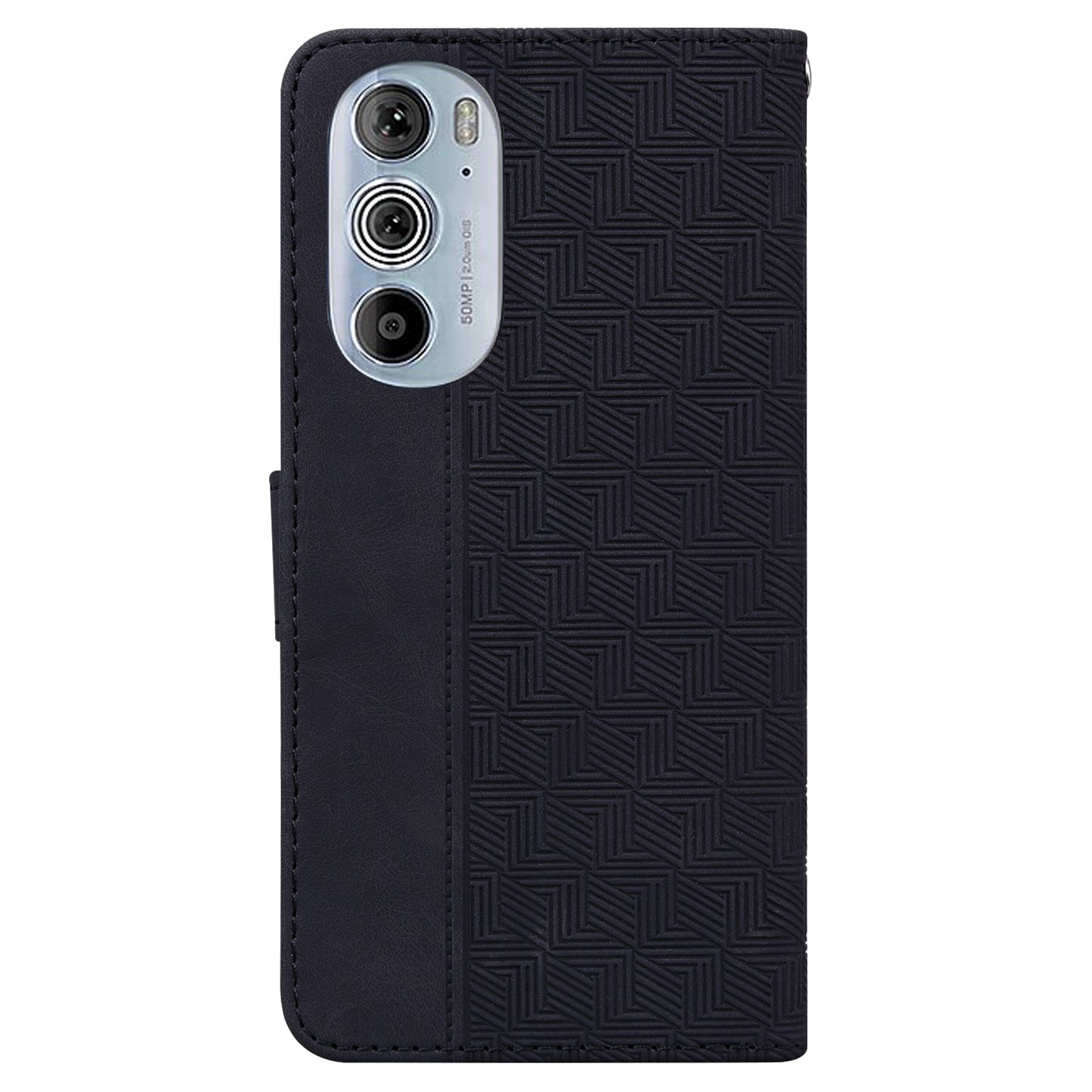 For Motorola Edge+ 2022 / Edge 30 Pro Geometric Embossed Leather Phone Case(Black)