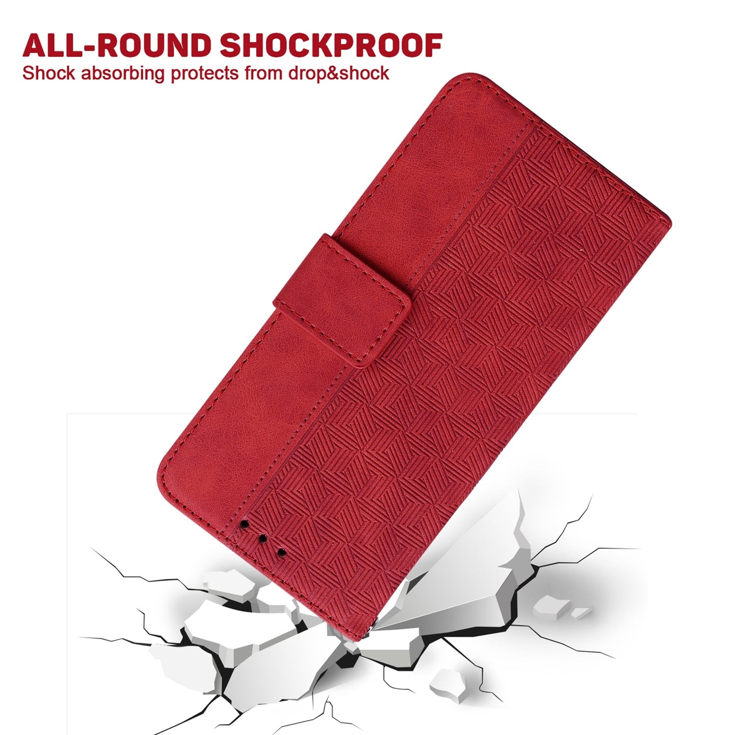 For Motorola Edge+ 2022 / Edge 30 Pro Geometric Embossed Leather Phone Case(Red)