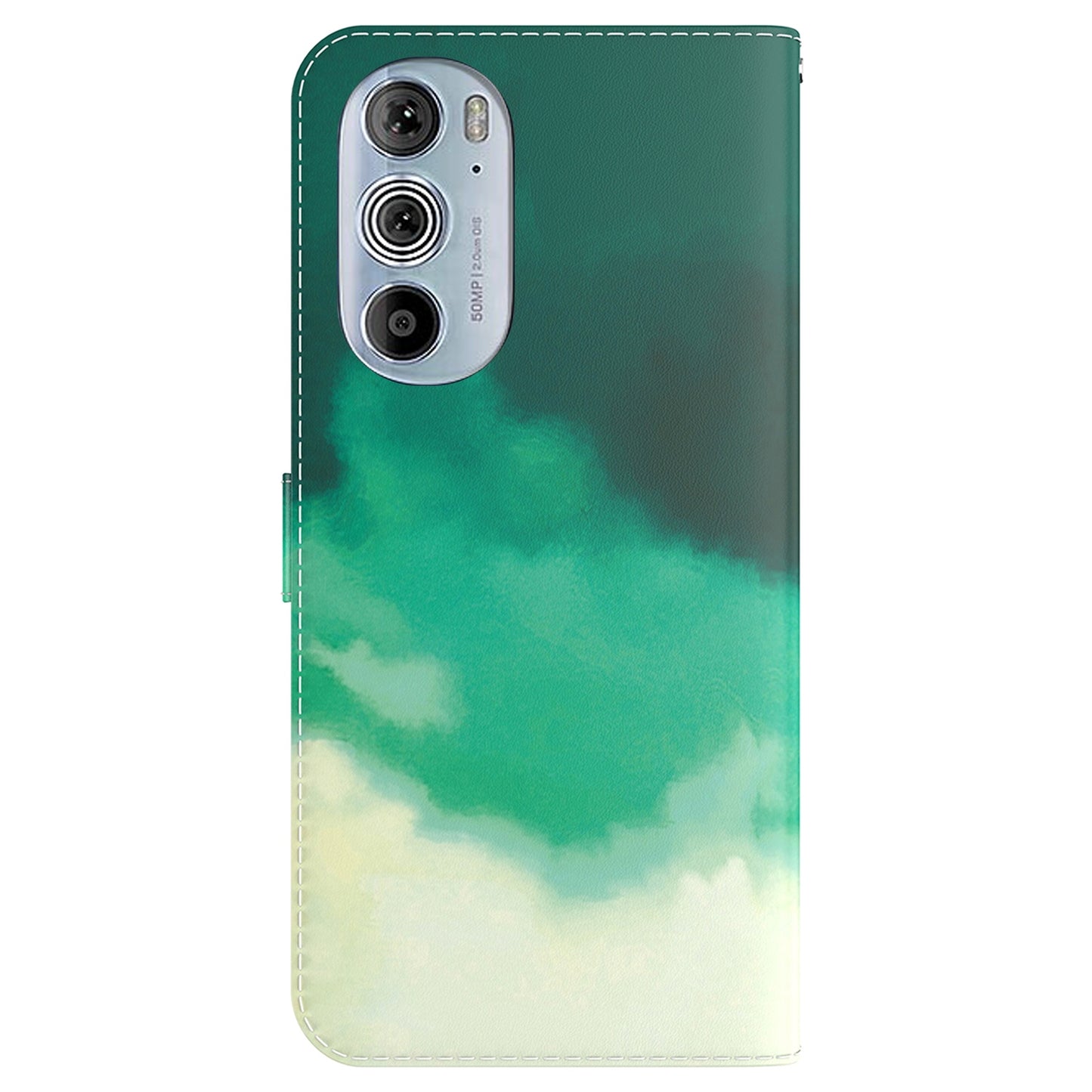 For Motorola Moto Edge 30 Pro Watercolor Pattern Horizontal Flip Leather Phone Case(Cyan Green)
