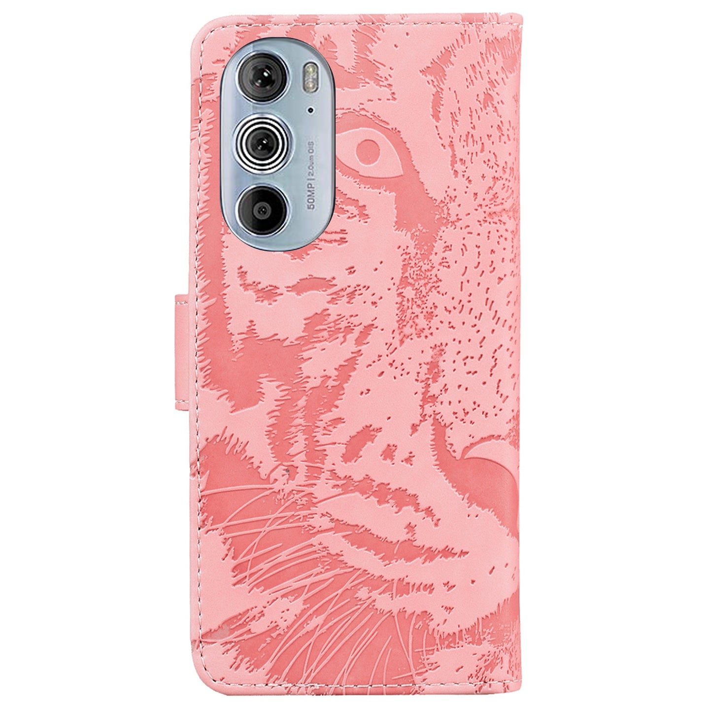 For Motorola Edge 30 Pro Tiger Embossing Pattern Horizontal Flip Leather Phone Case(Pink)