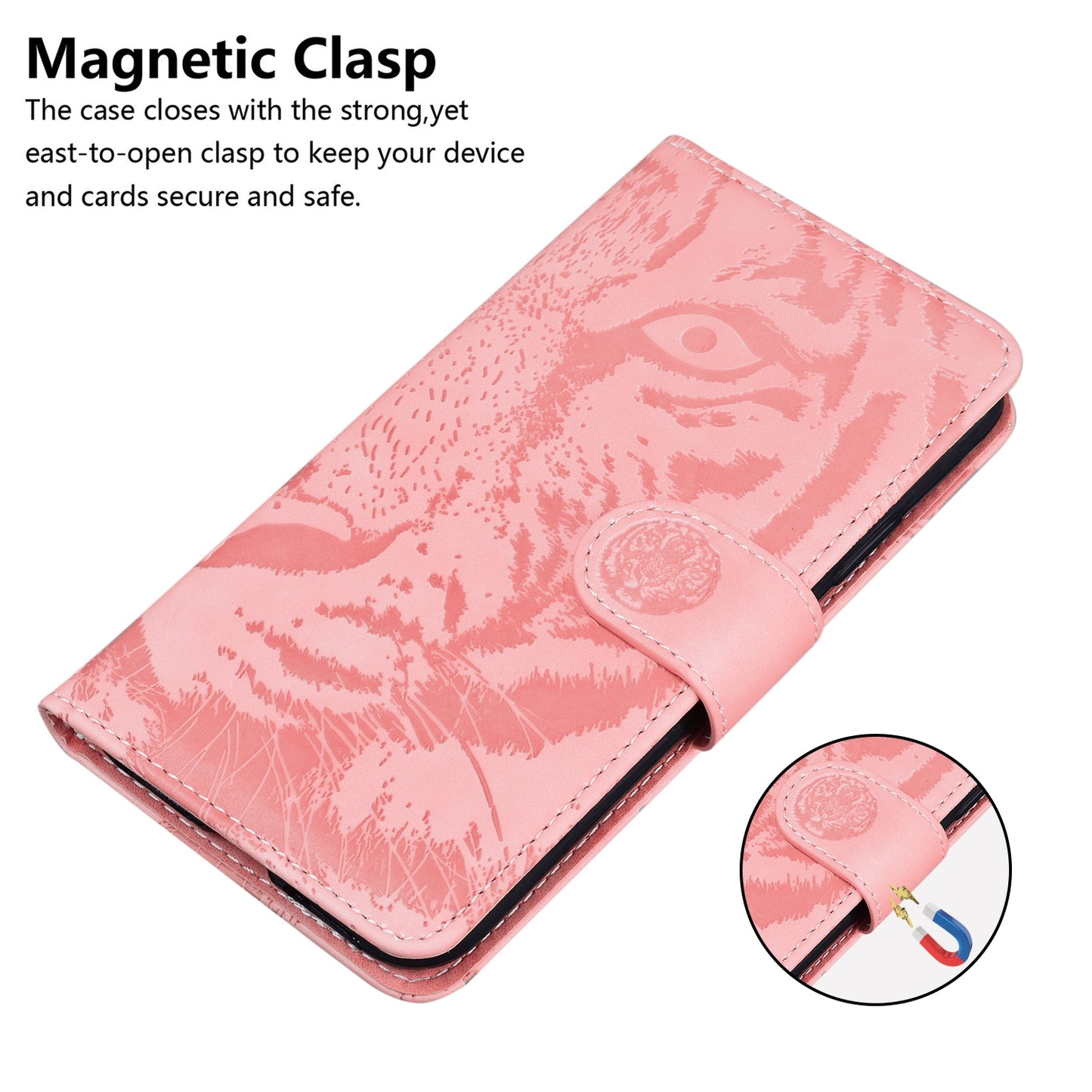 For Motorola Edge 30 Pro Tiger Embossing Pattern Horizontal Flip Leather Phone Case(Pink)