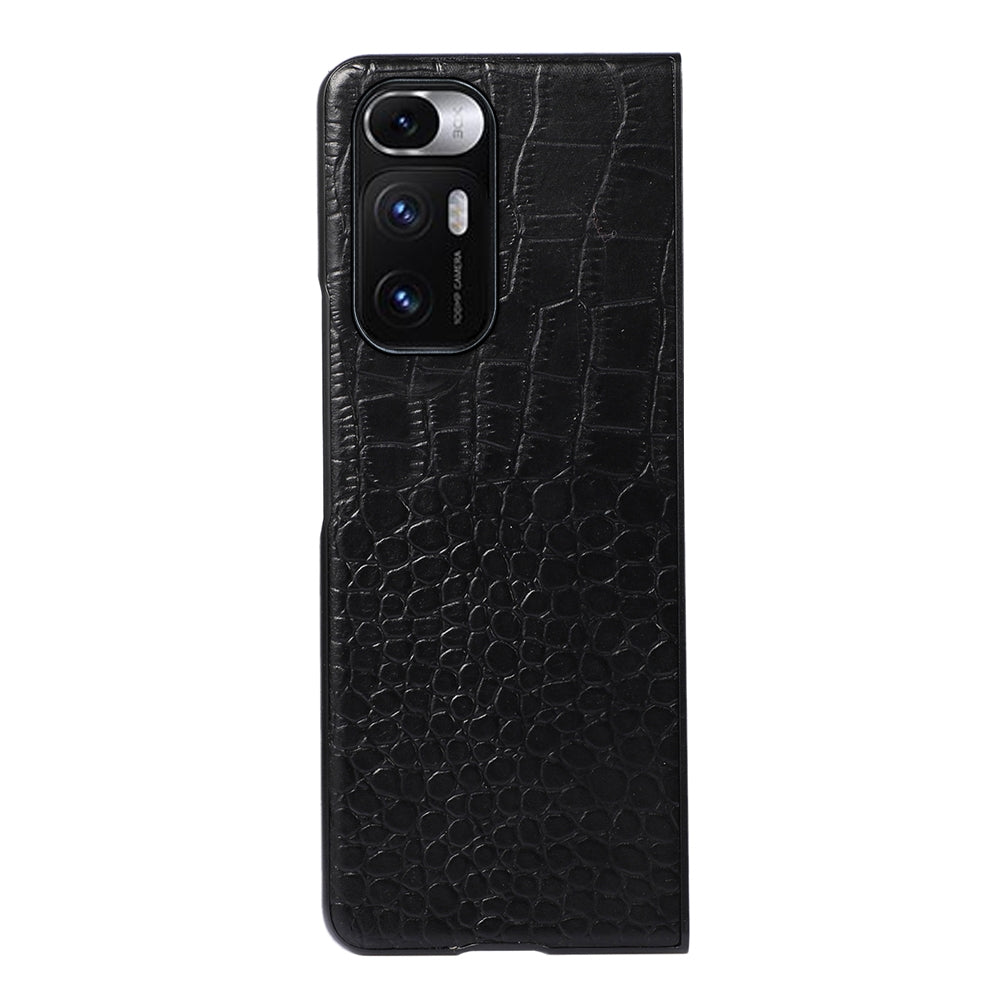 For Xiaomi Mi Mix Fold Crocodile Top Layer Cowhide Leather Phone Case(Black)