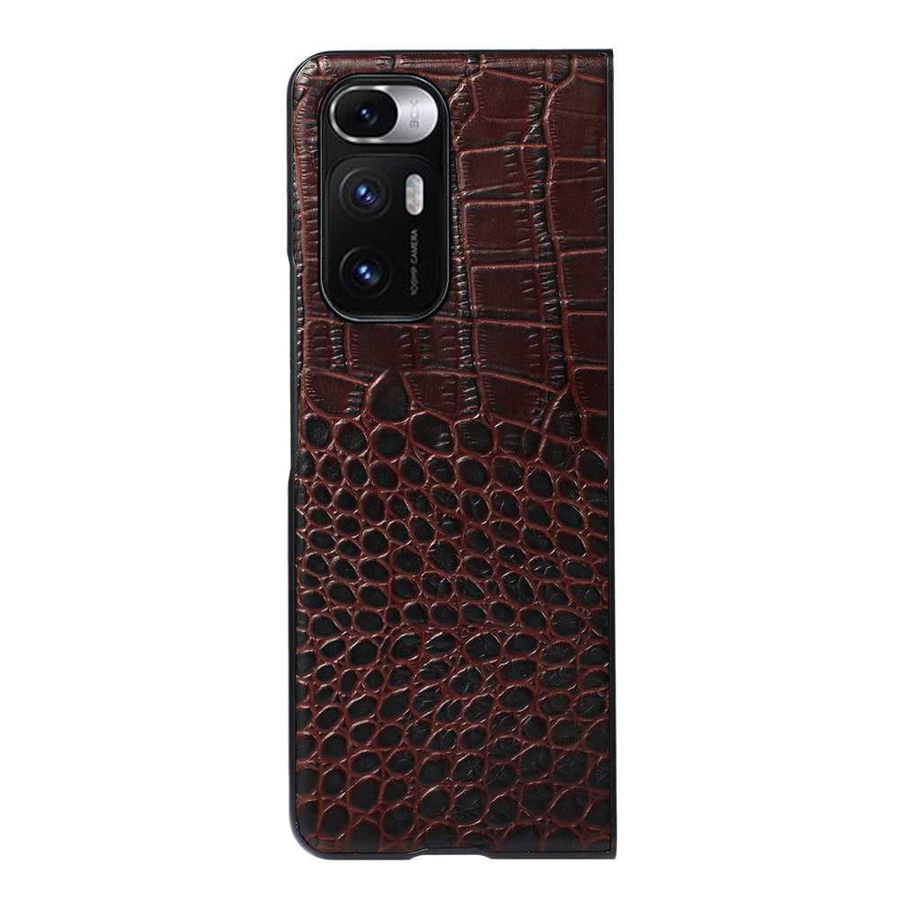 For Xiaomi Mi Mix Fold Crocodile Top Layer Cowhide Leather Phone Case(Coffee)