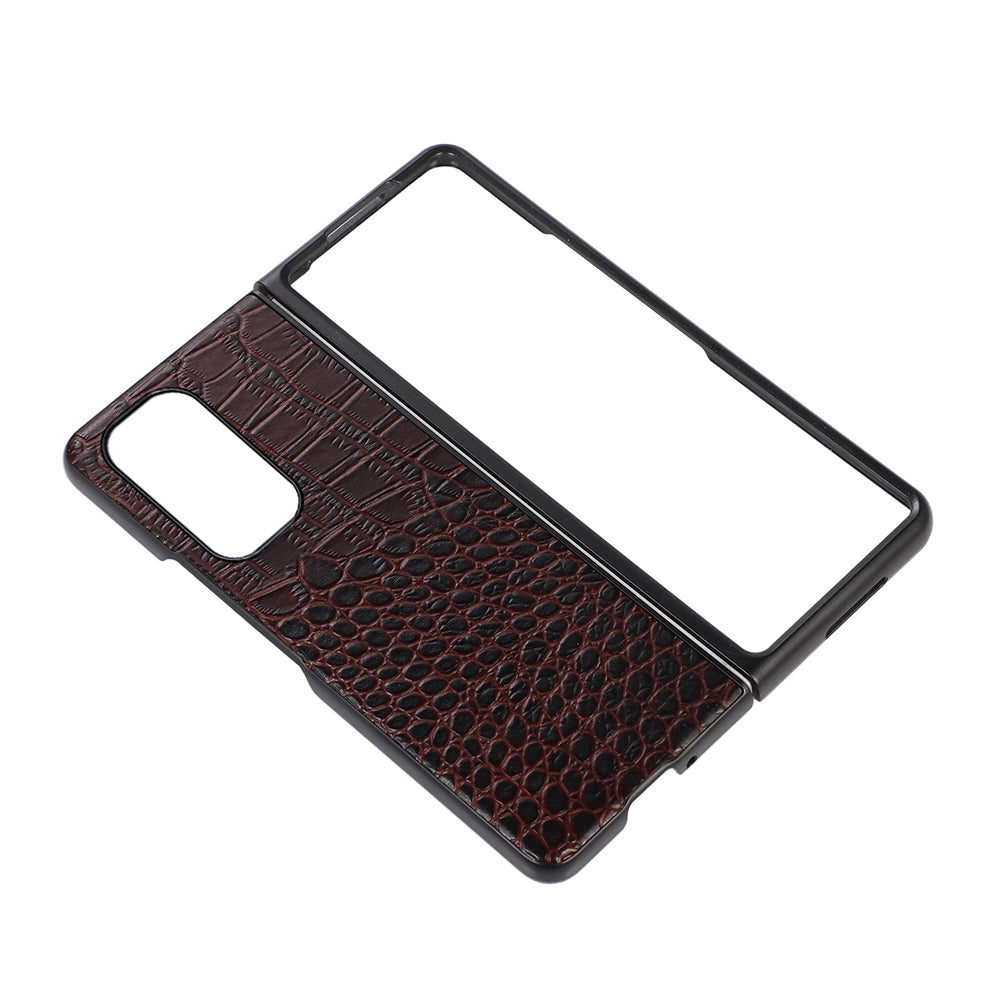For Xiaomi Mi Mix Fold Crocodile Top Layer Cowhide Leather Phone Case(Coffee)
