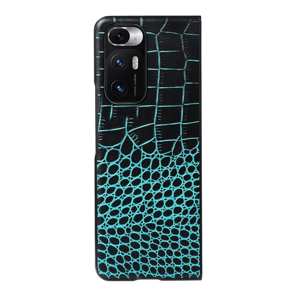 For Xiaomi Mi Mix Fold Crocodile Top Layer Cowhide Leather Phone Case(Cyan Blue)