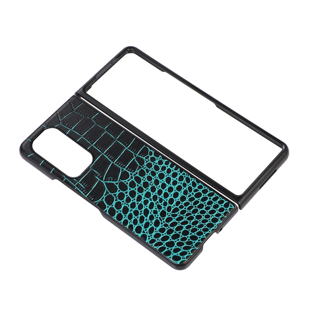 For Xiaomi Mi Mix Fold Crocodile Top Layer Cowhide Leather Phone Case(Cyan Blue)