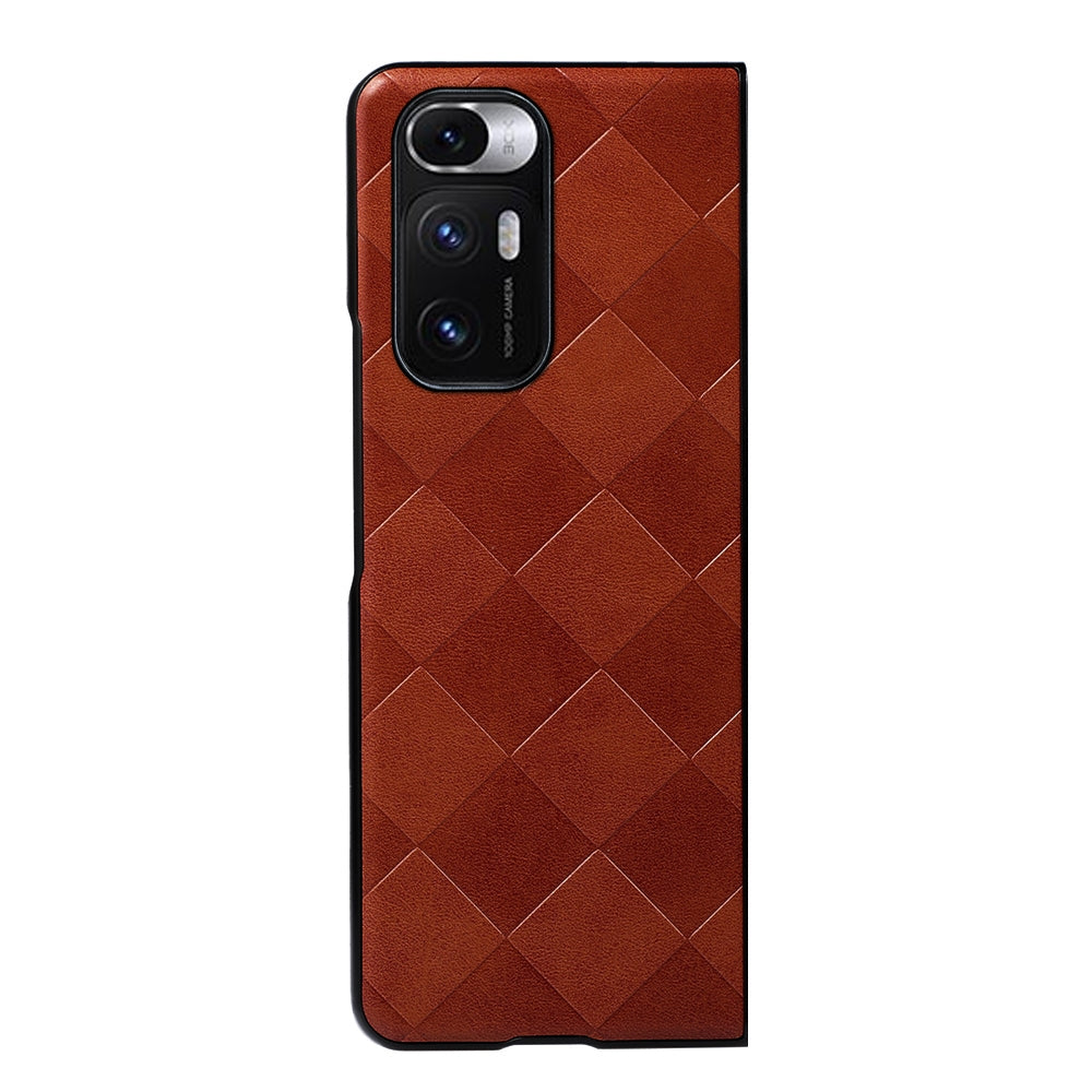 For Xiaomi Mi Mix Fold Weave Plaid PU Phone Case(Brown)