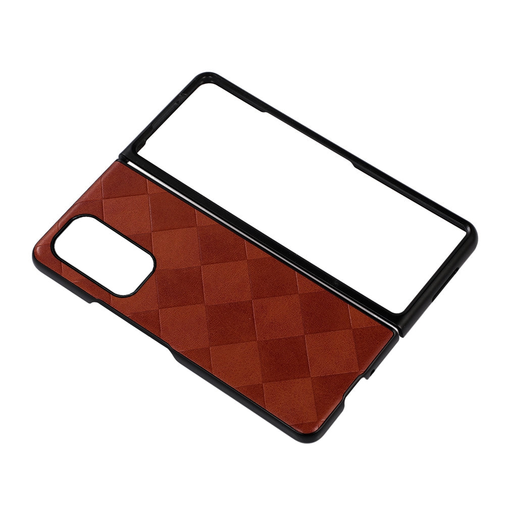 For Xiaomi Mi Mix Fold Weave Plaid PU Phone Case(Brown)