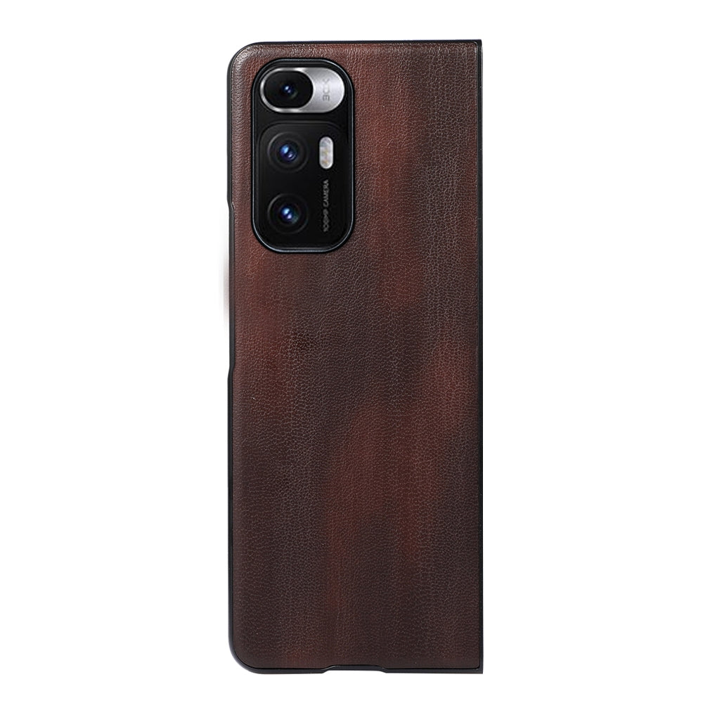 For Xiaomi Mi Mix Fold Yellow Cow Texture PU Phone Case(Coffee)