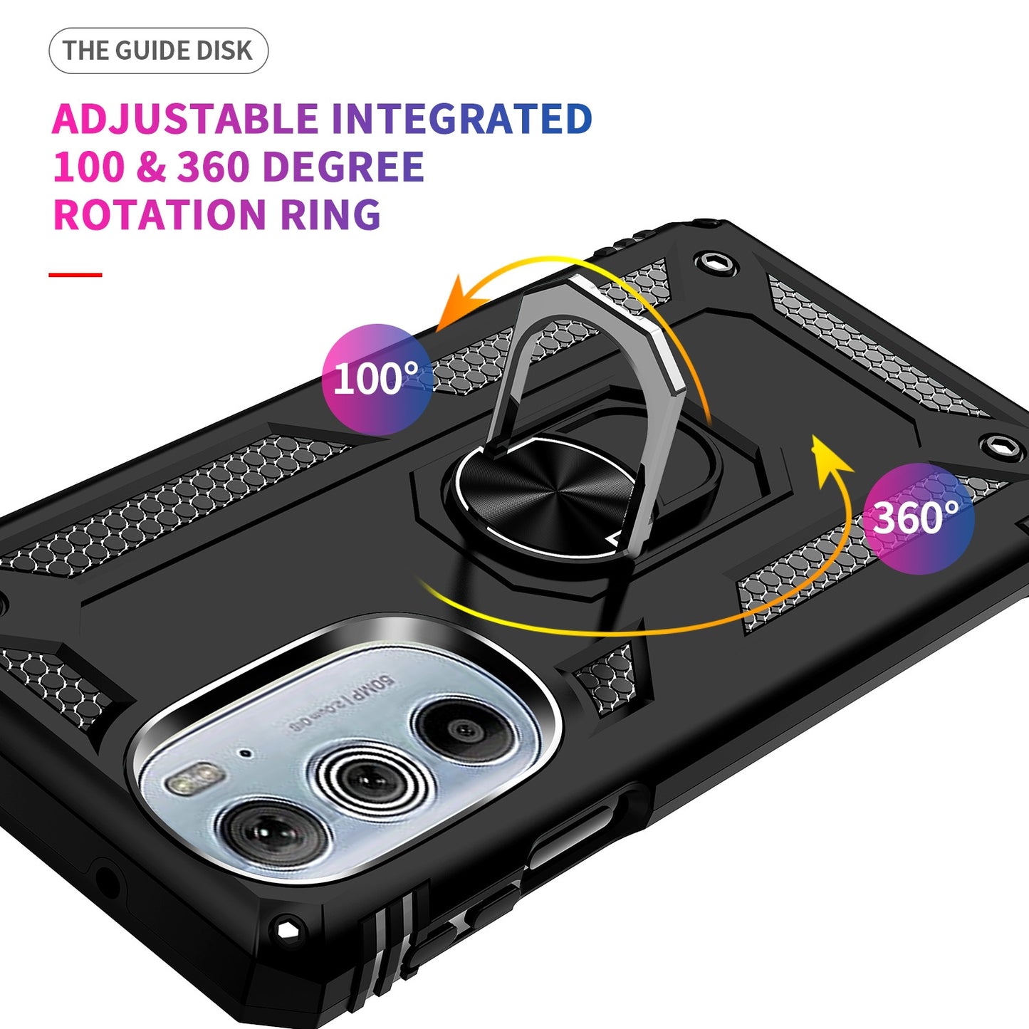 For Motorola Edge 30 Pro Shockproof TPU + PC Phone Case with Holder(Black)