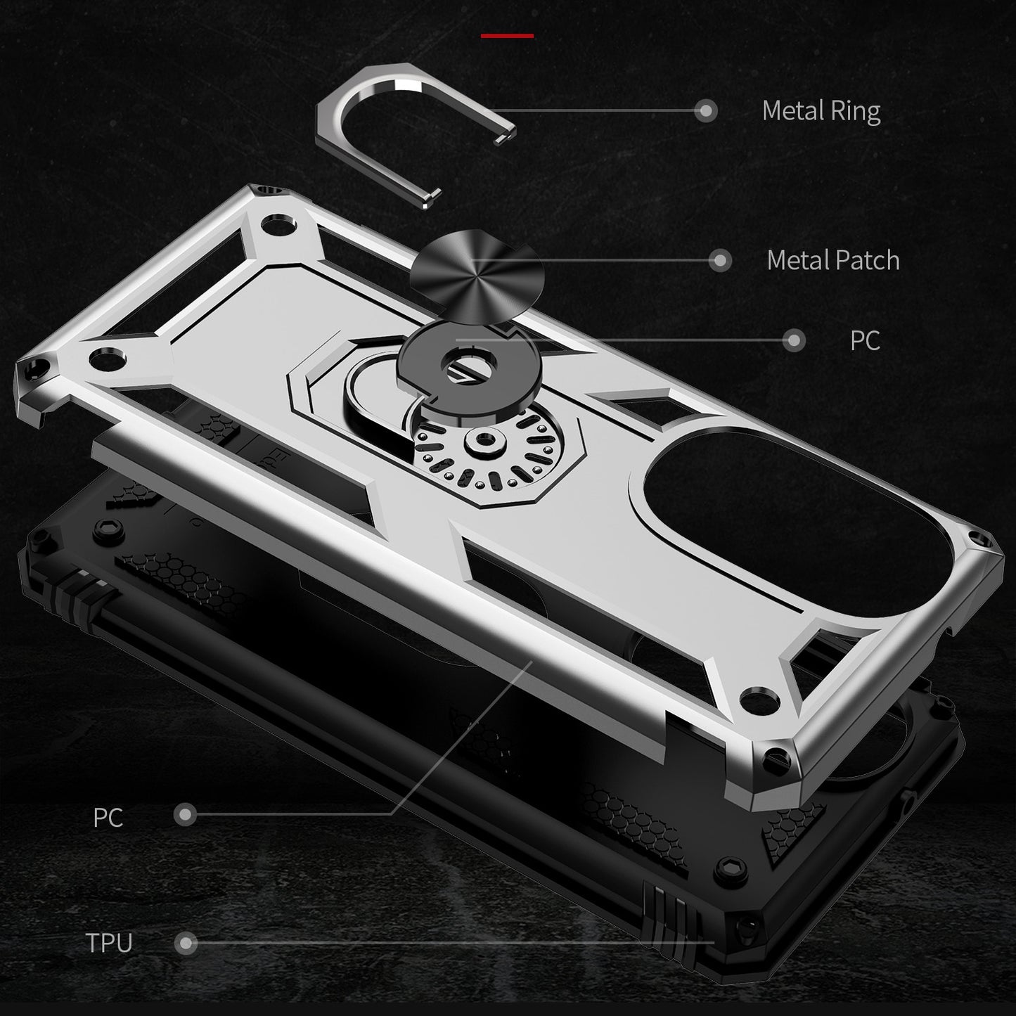 For Motorola Edge 30 Pro Shockproof TPU + PC Phone Case with Holder(Silver)