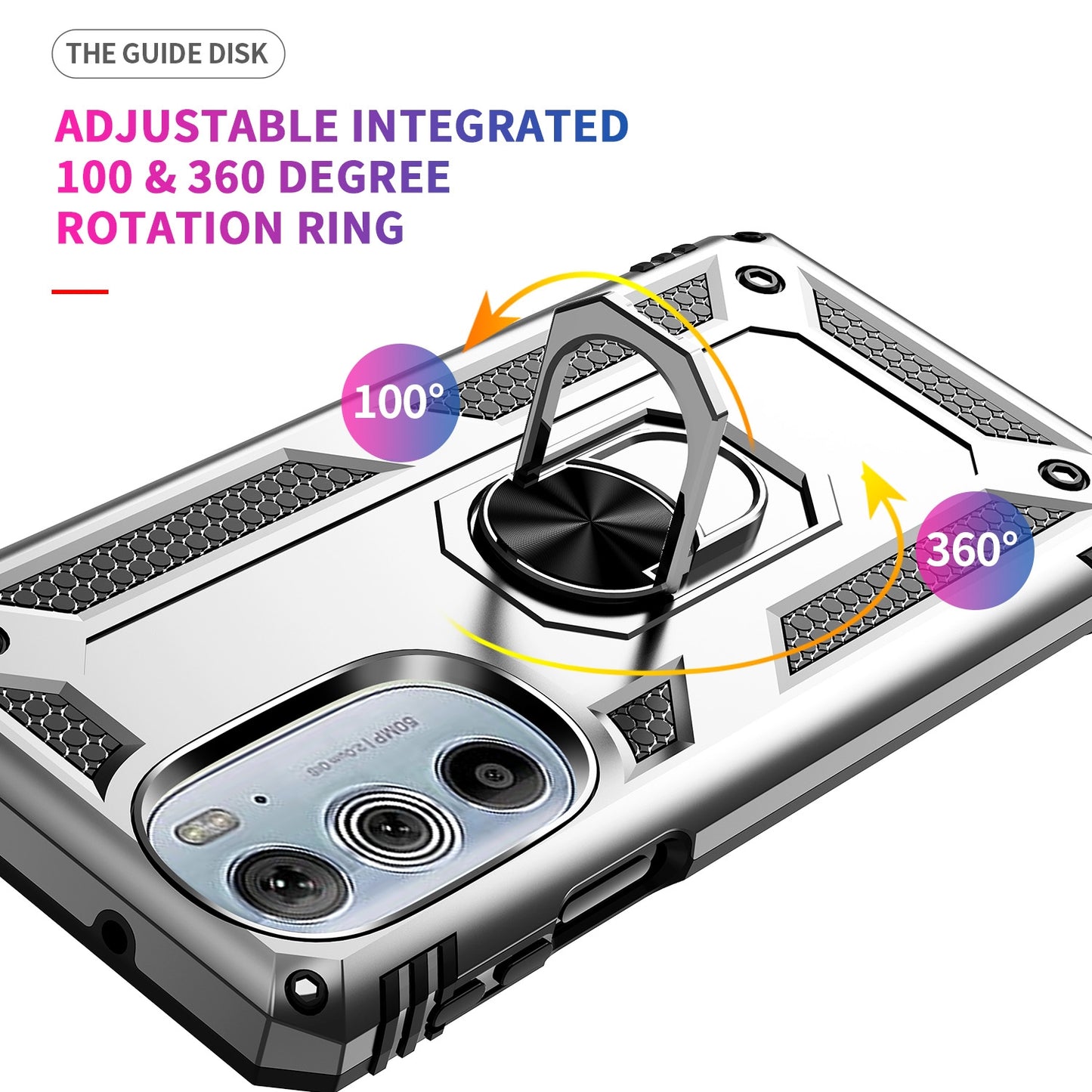 For Motorola Edge 30 Pro Shockproof TPU + PC Phone Case with Holder(Silver)