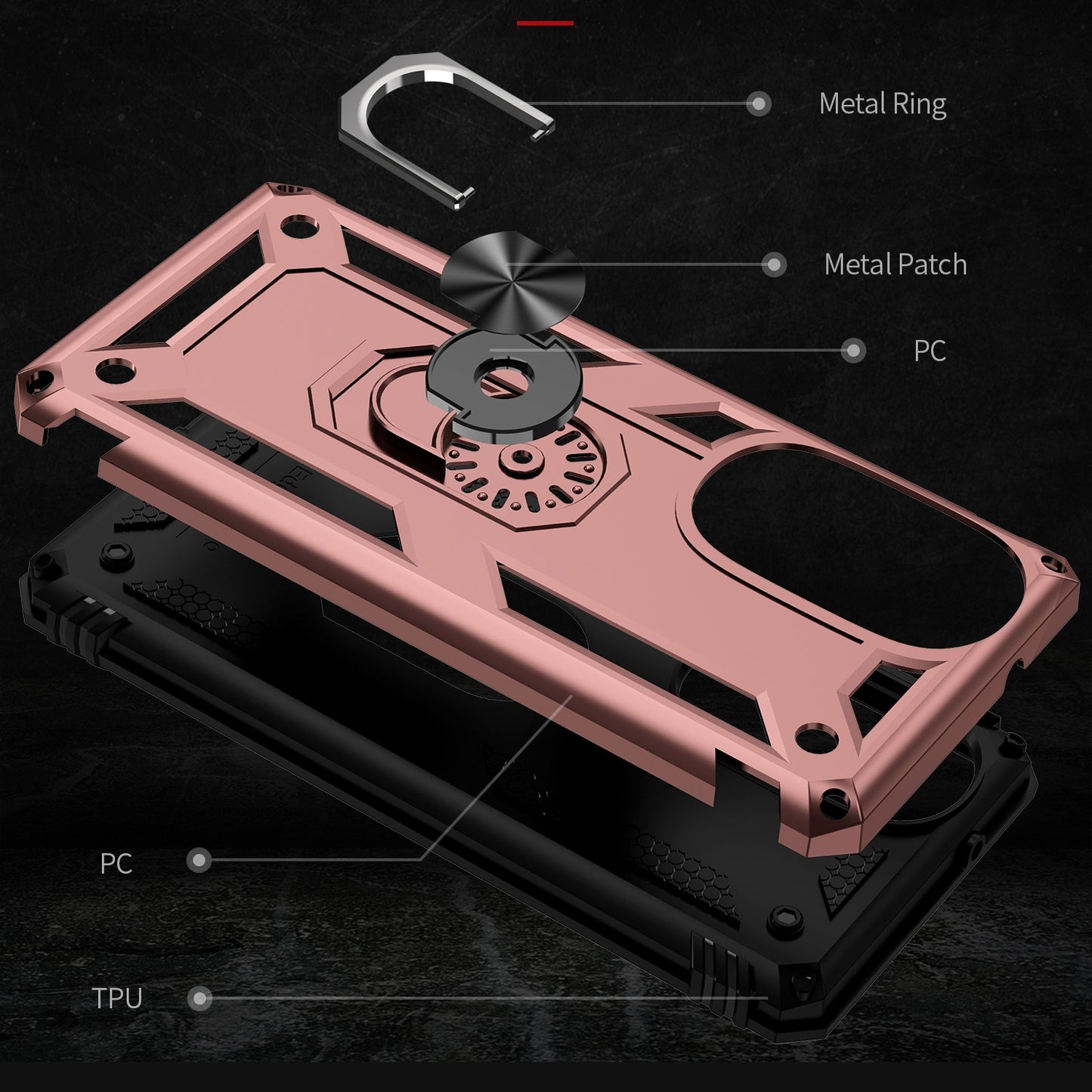 For Motorola Edge 30 Pro Shockproof TPU + PC Phone Case with Holder(Rose Gold)