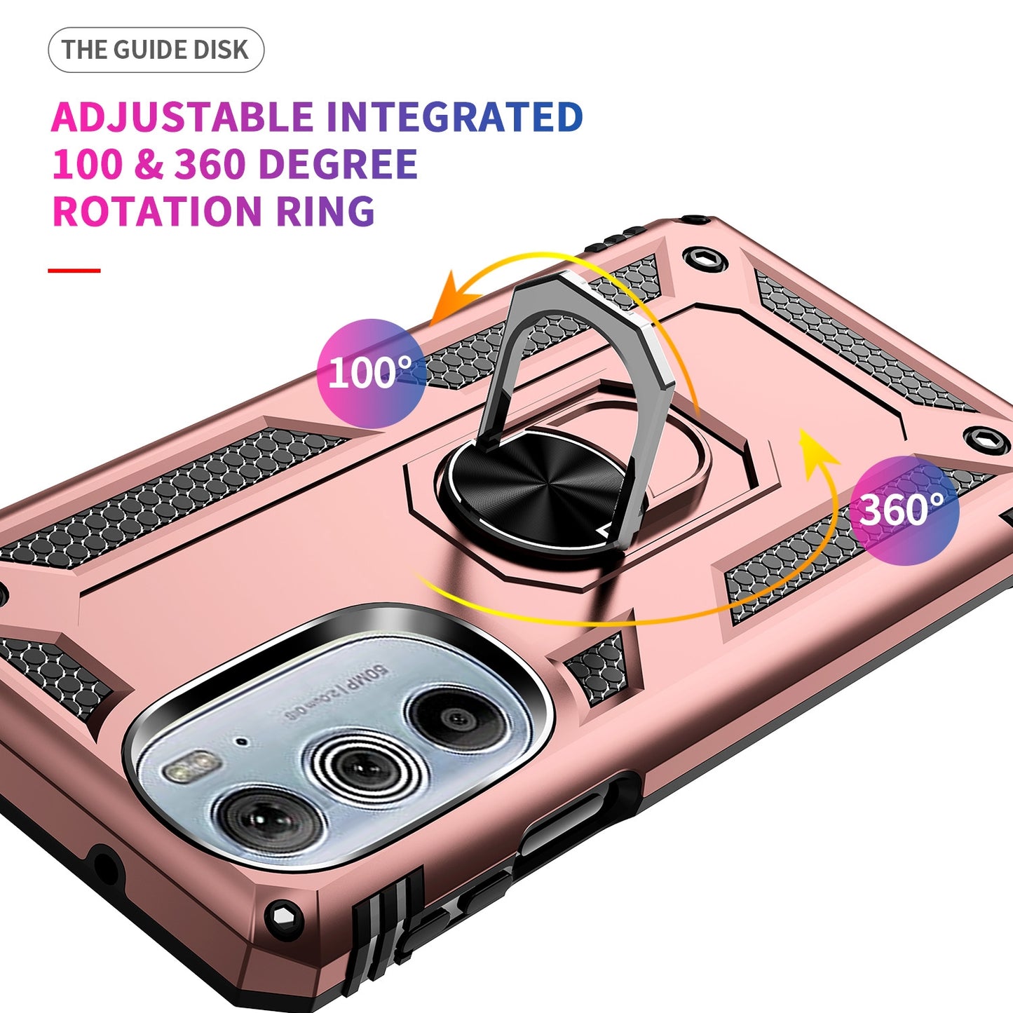For Motorola Edge 30 Pro Shockproof TPU + PC Phone Case with Holder(Rose Gold)