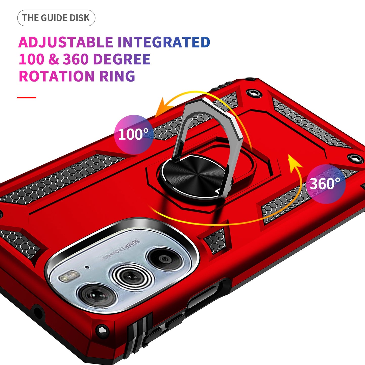 For Motorola Edge 30 Pro Shockproof TPU + PC Phone Case with Holder(Red)