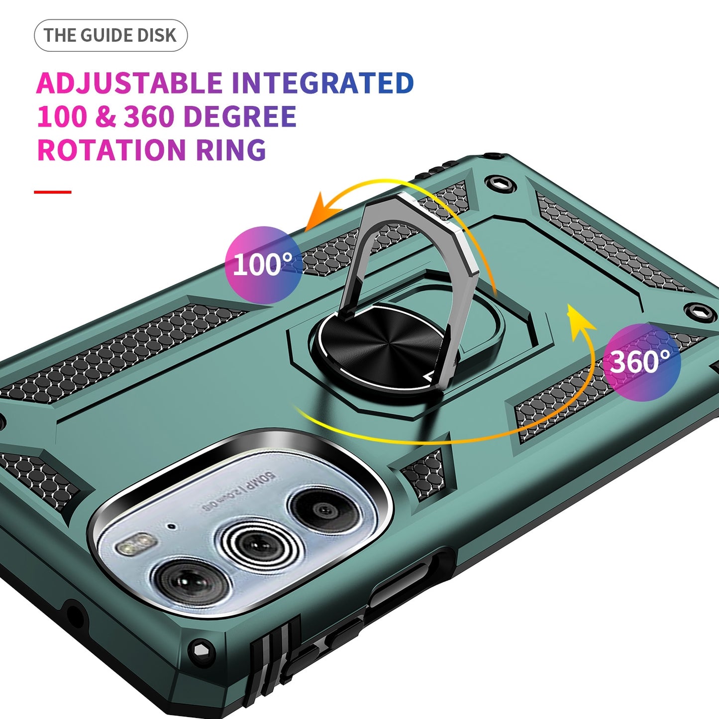 For Motorola Edge 30 Pro Shockproof TPU + PC Phone Case with Holder(Dark Green)