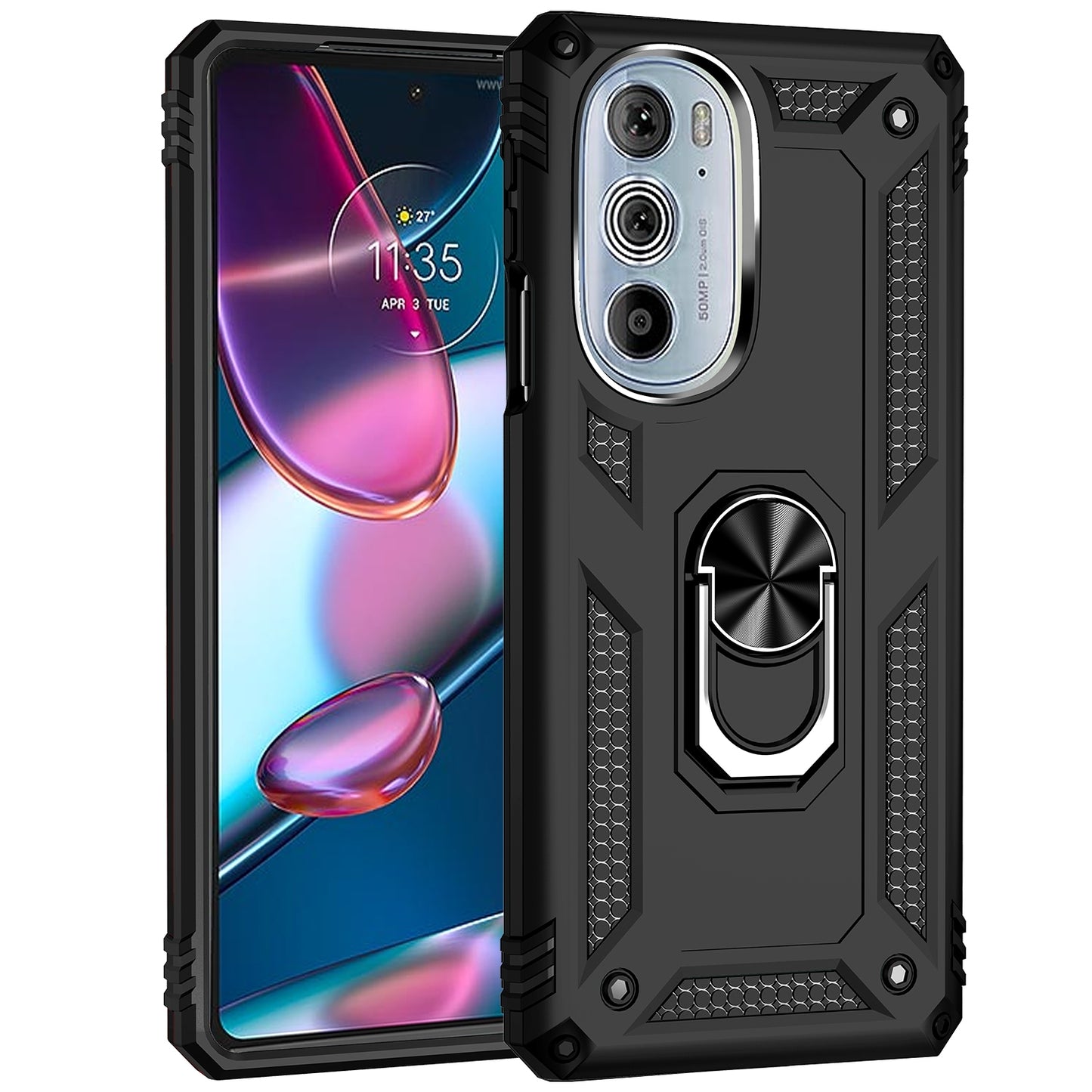 For Motorola Edge 30 Pro Shockproof TPU + PC Phone Case(Black)
