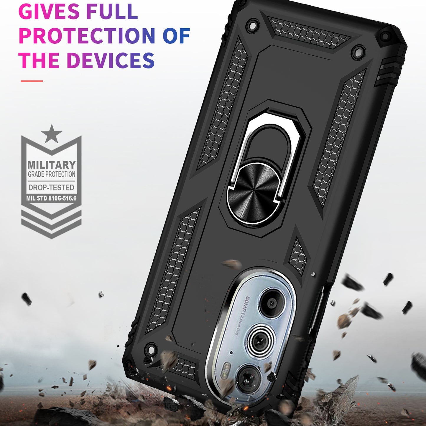 For Motorola Edge 30 Pro Shockproof TPU + PC Phone Case(Black)