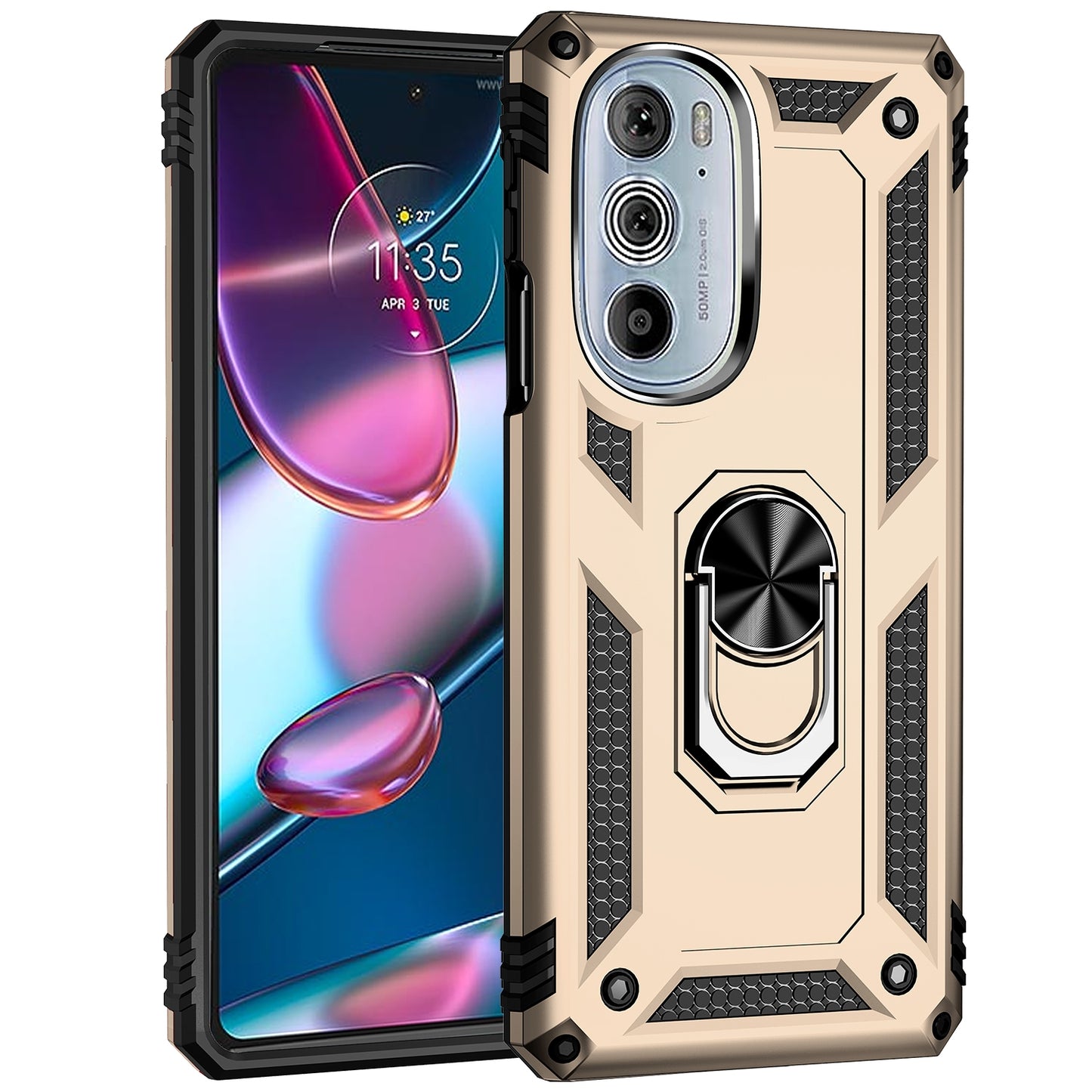 For Motorola Edge 30 Pro Shockproof TPU + PC Phone Case(Gold)