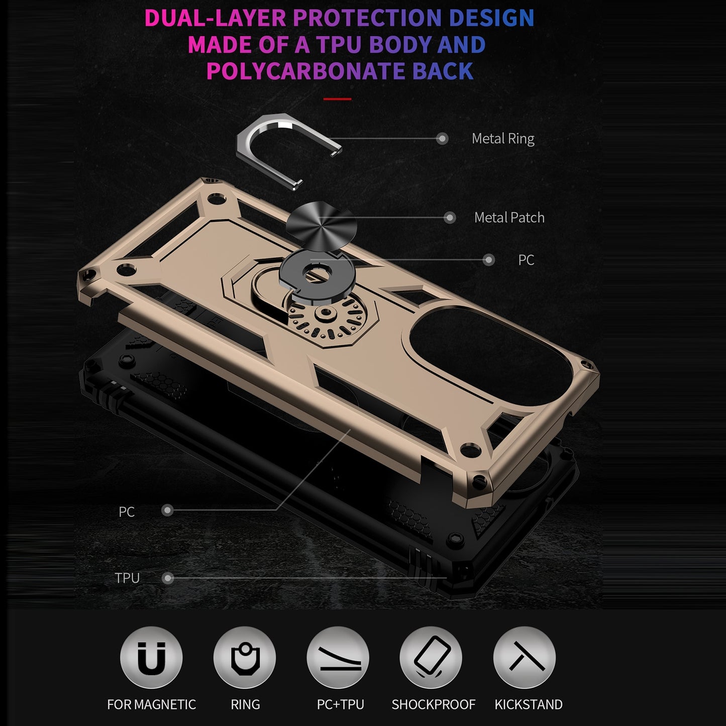 For Motorola Edge 30 Pro Shockproof TPU + PC Phone Case(Gold)