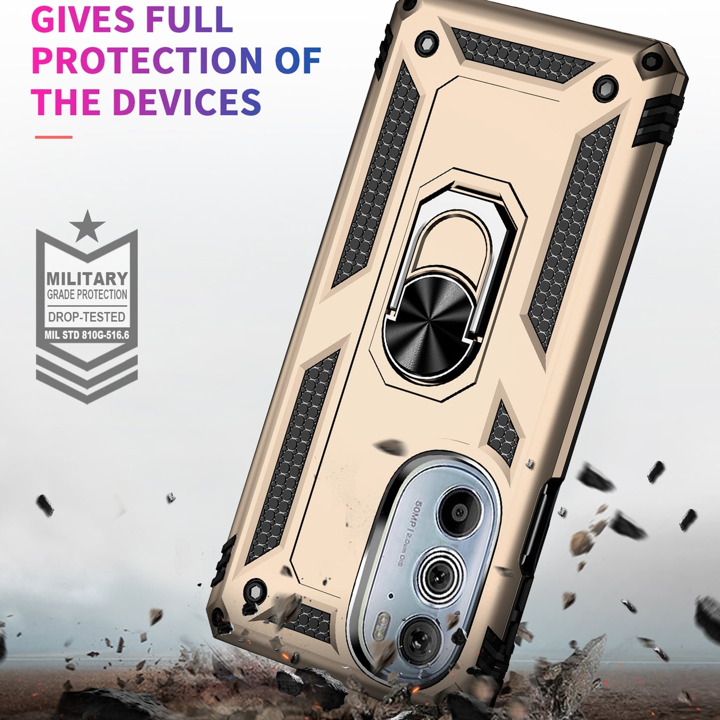 For Motorola Edge 30 Pro Shockproof TPU + PC Phone Case(Gold)