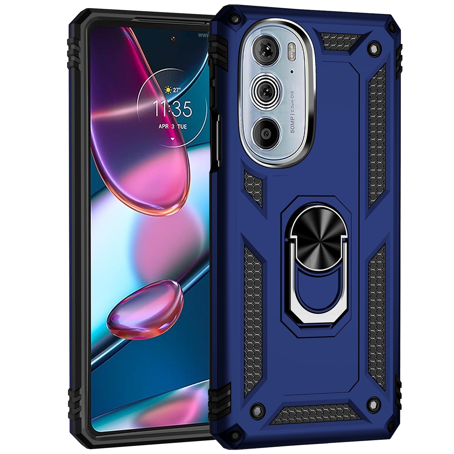 For Motorola Edge 30 Pro Shockproof TPU + PC Phone Case(Blue)