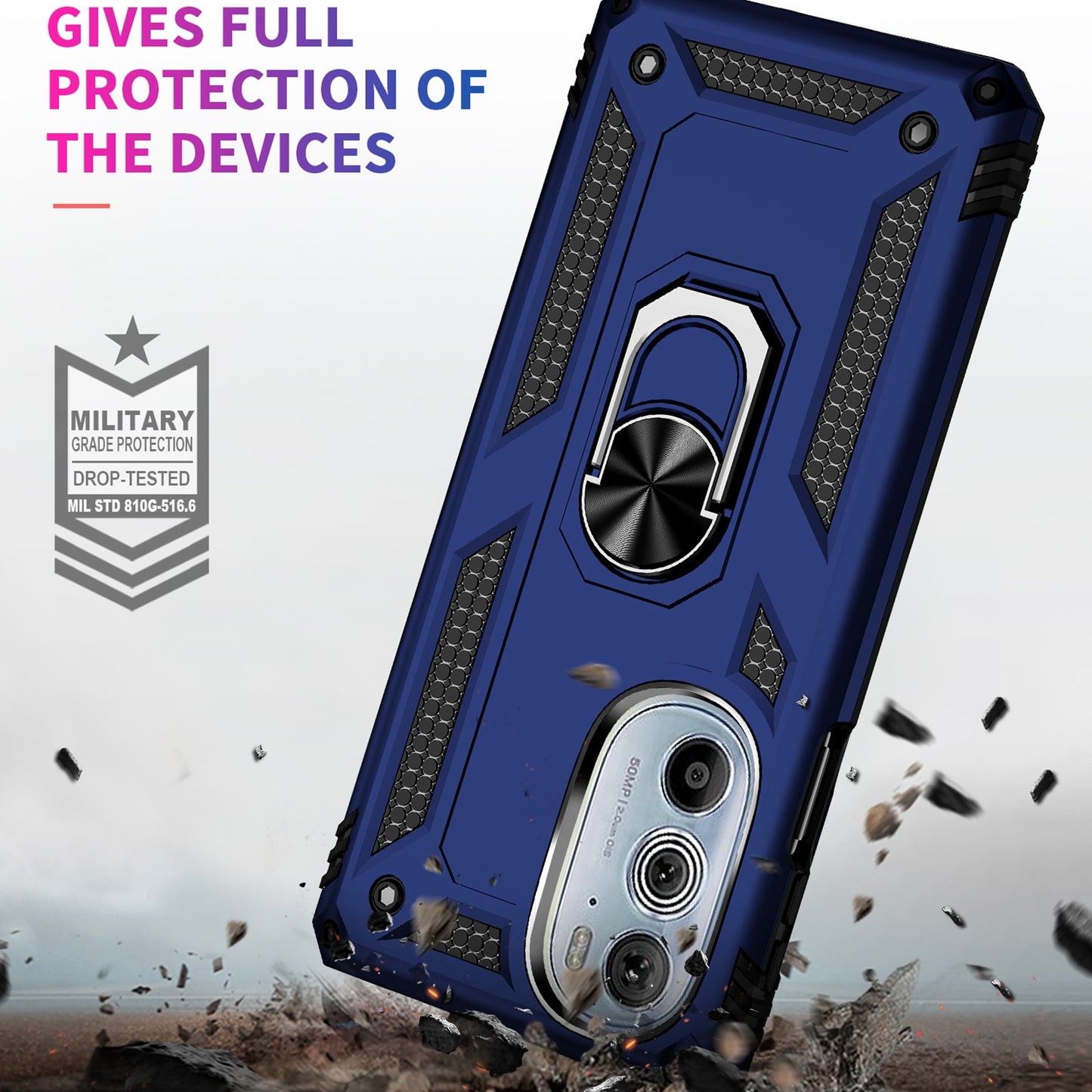 For Motorola Edge 30 Pro Shockproof TPU + PC Phone Case(Blue)