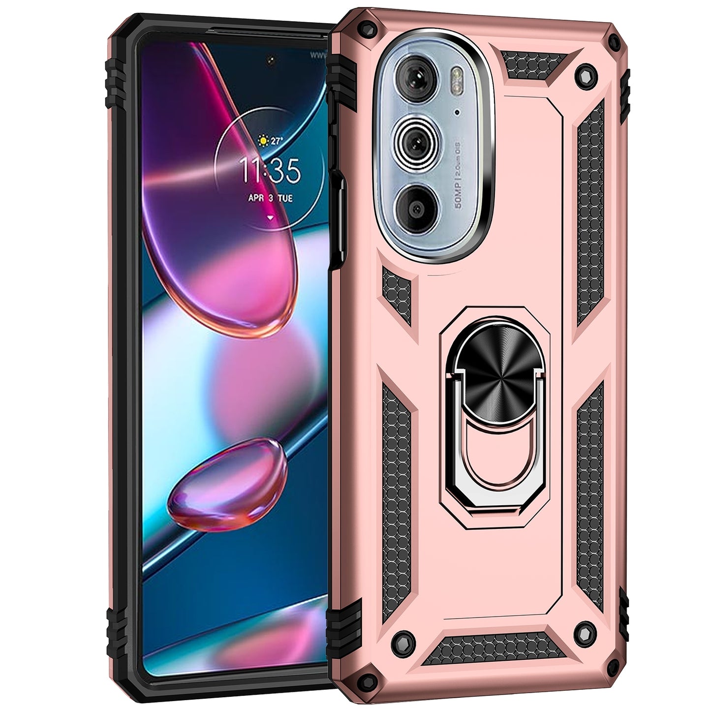 For Motorola Edge 30 Pro Shockproof TPU + PC Phone Case(Rose Gold)
