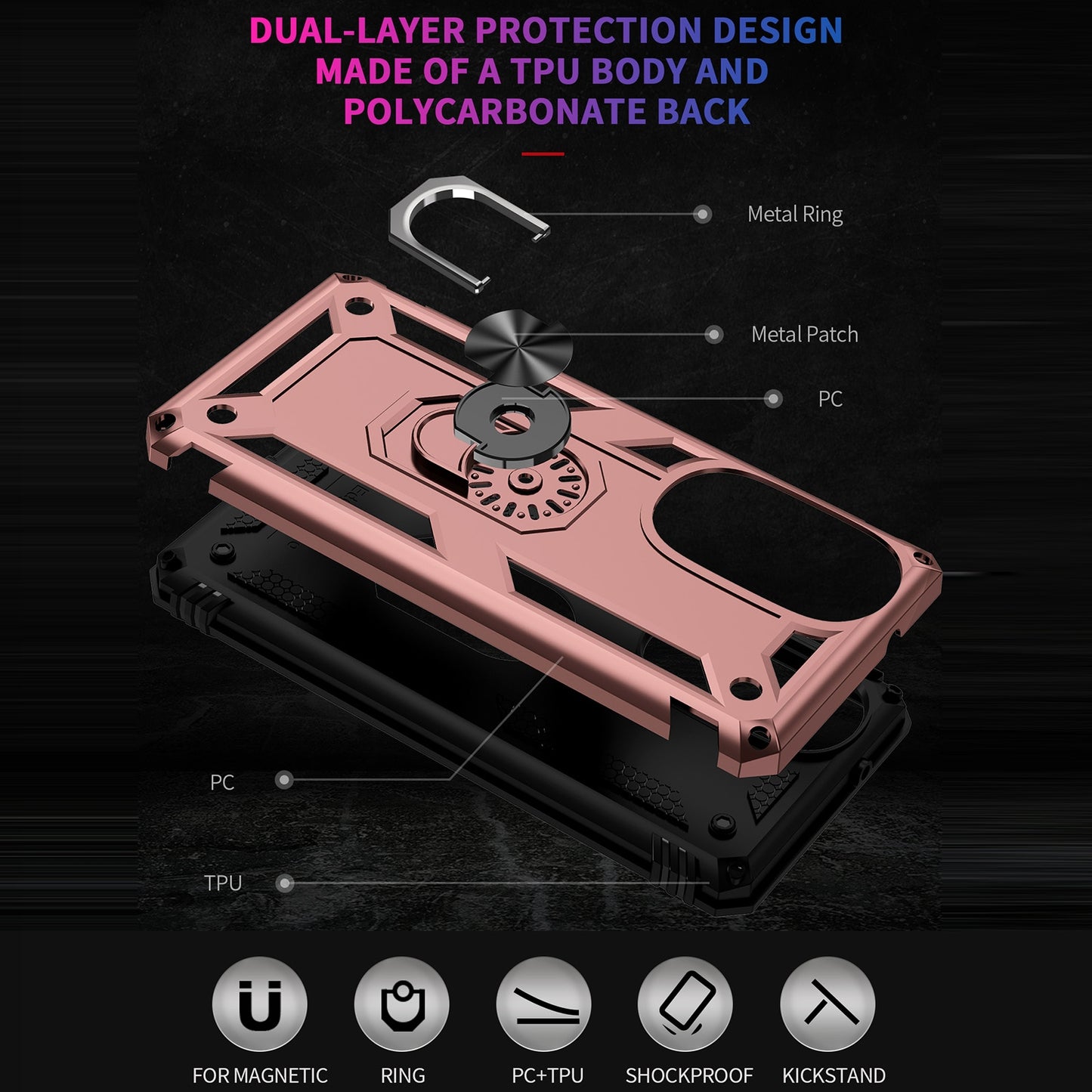 For Motorola Edge 30 Pro Shockproof TPU + PC Phone Case(Rose Gold)
