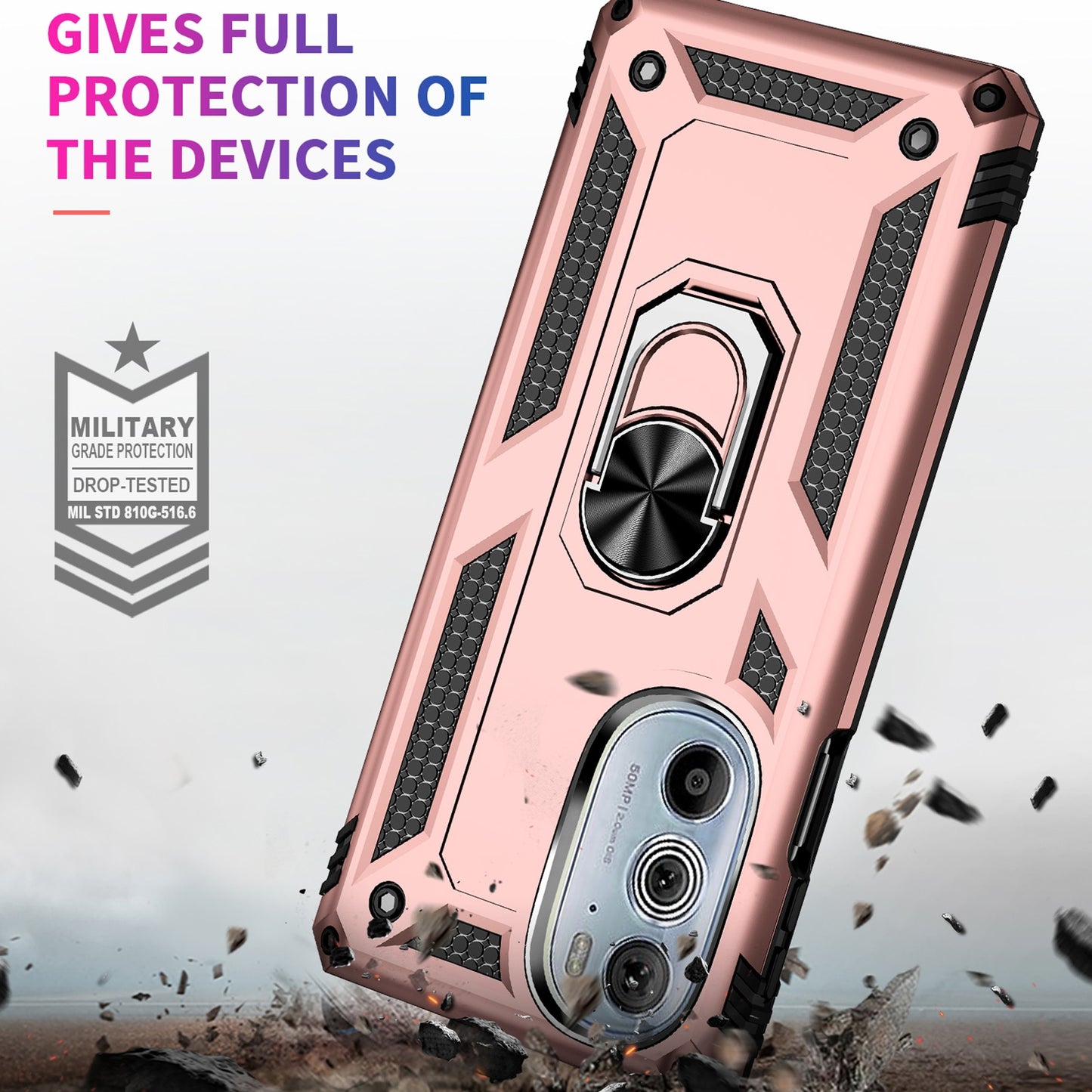 For Motorola Edge 30 Pro Shockproof TPU + PC Phone Case(Rose Gold)