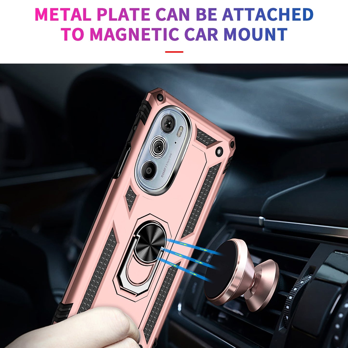 For Motorola Edge 30 Pro Shockproof TPU + PC Phone Case(Rose Gold)