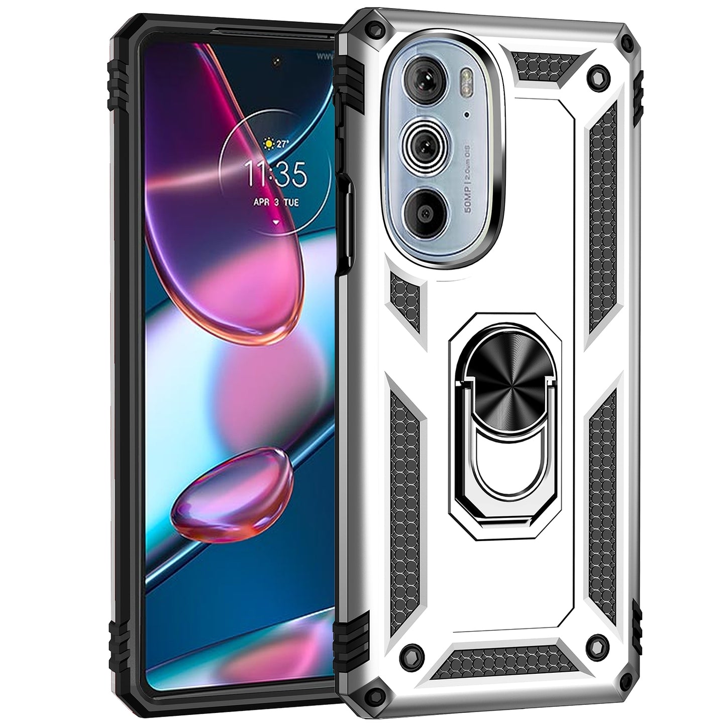 For Motorola Edge 30 Pro Shockproof TPU + PC Phone Case(Silver)