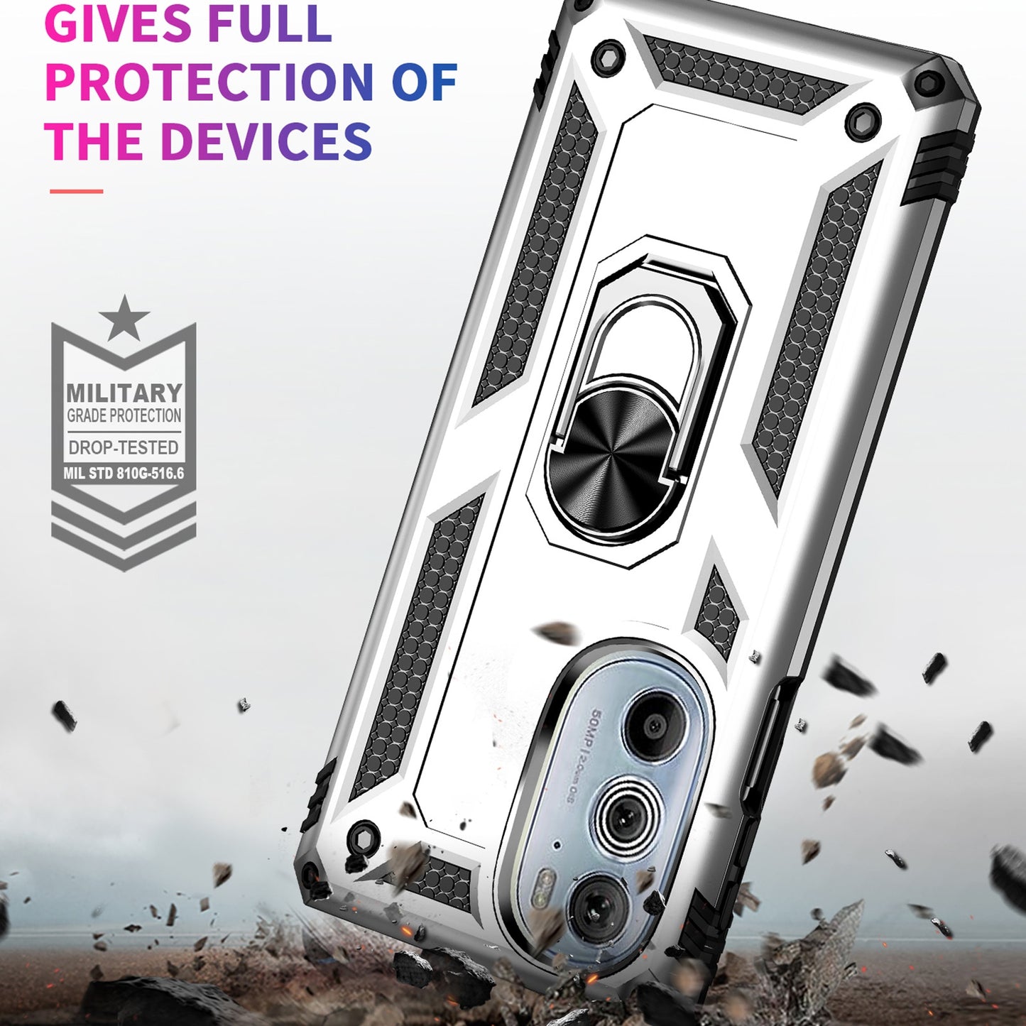 For Motorola Edge 30 Pro Shockproof TPU + PC Phone Case(Silver)