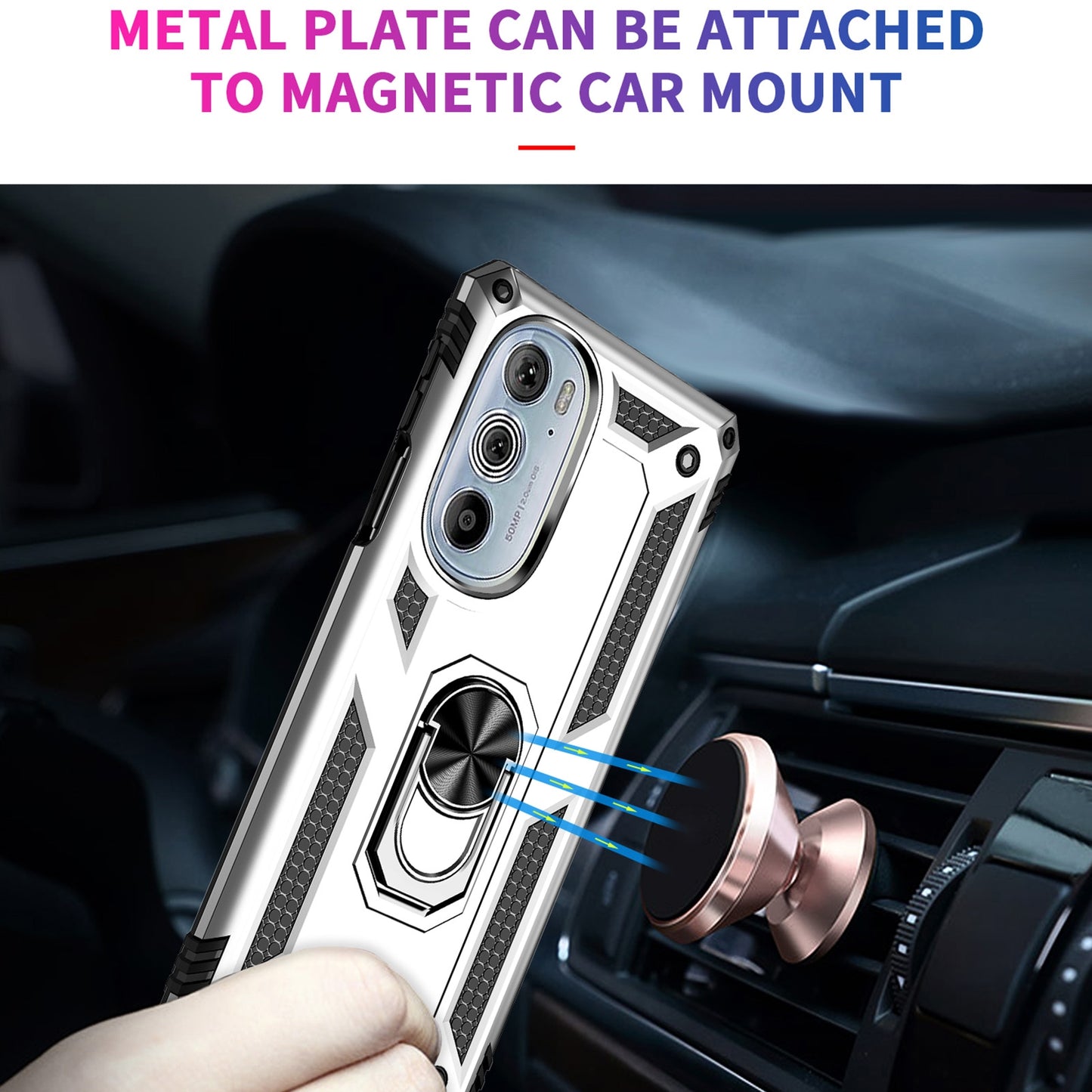 For Motorola Edge 30 Pro Shockproof TPU + PC Phone Case(Silver)