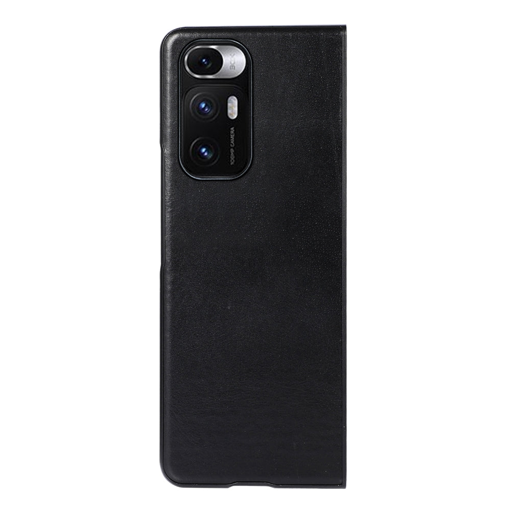 For Xiaomi Mi Mix Fold Genuine Leather Double Color Crazy Horse Phone Case(Black)