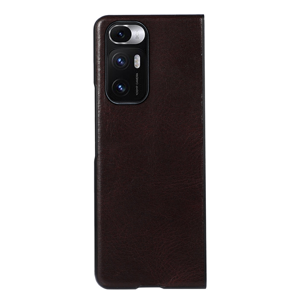 For Xiaomi Mi Mix Fold Genuine Leather Double Color Crazy Horse Phone Case(Coffee)