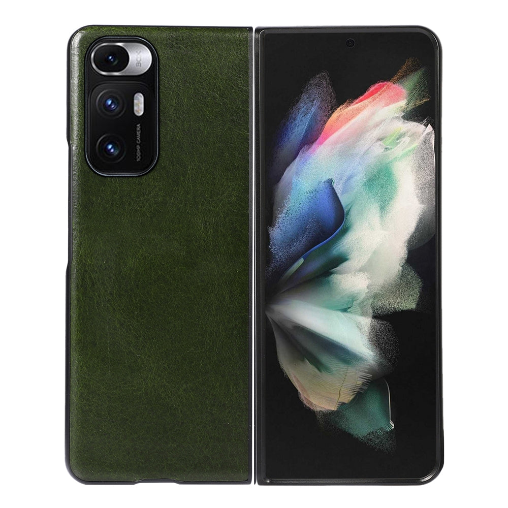 For Xiaomi Mi Mix Fold Genuine Leather Double Color Crazy Horse Phone Case(Green)